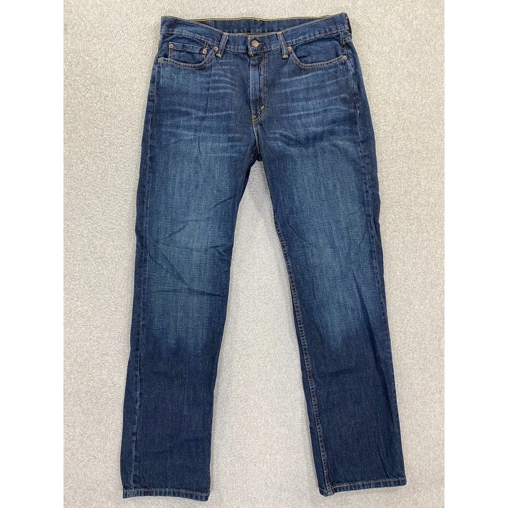 Levis 514 Jeans Mens 36x34 Whiskered Dark Wash Denim Classic Cowboy 5-Pocket